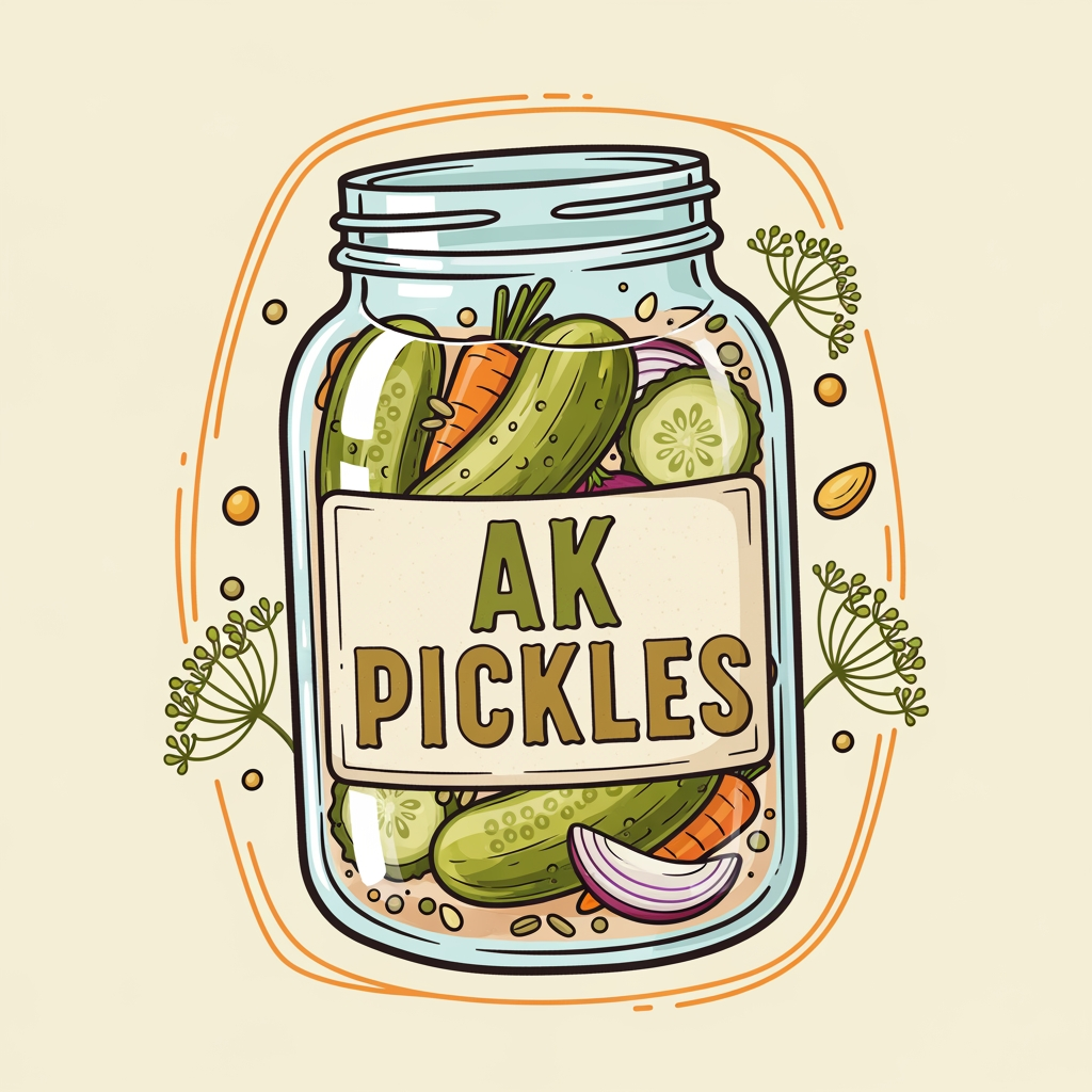 AI Design for i want to create logo with name AK pickles