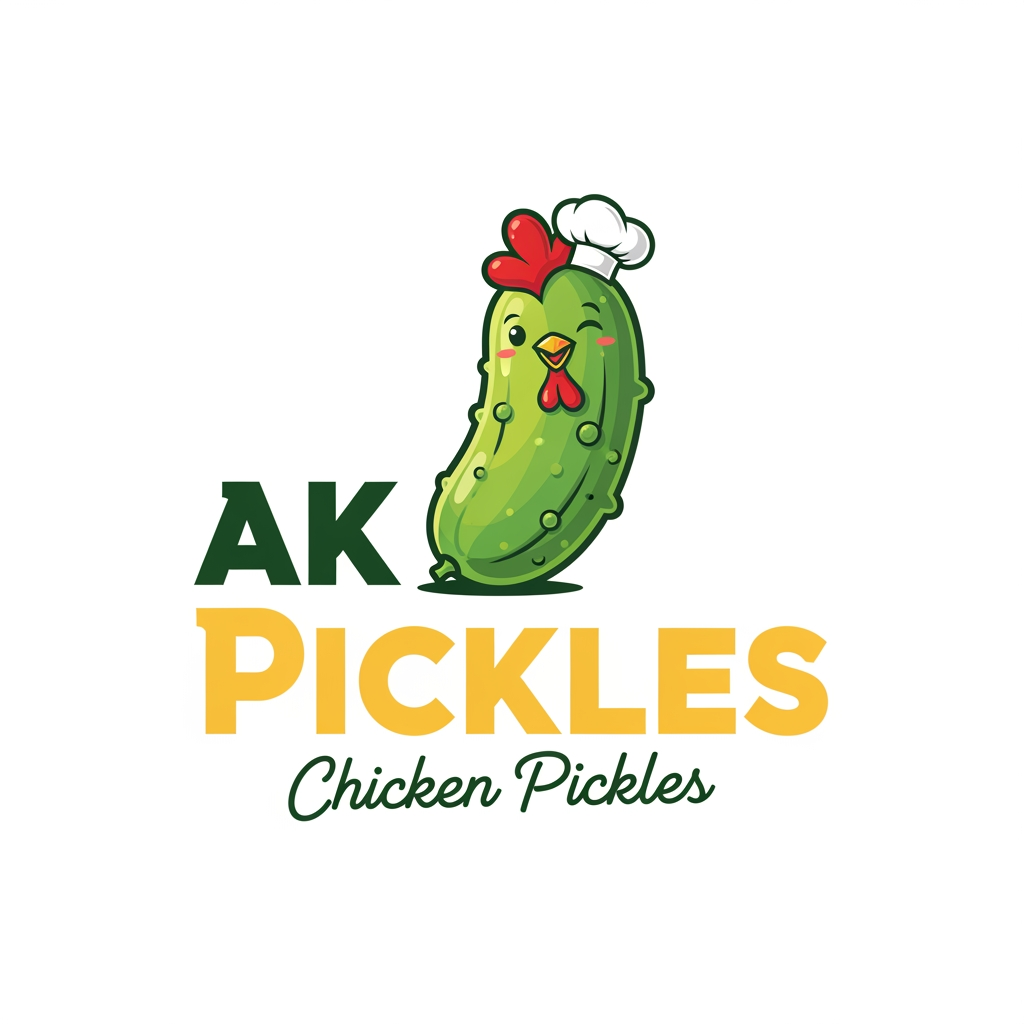 AI Design for i want to create logo with name AK pickles and it is chicken pickles