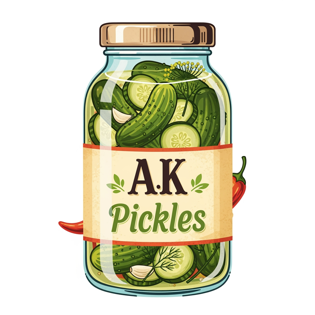 AI Design for i want to create logo with name AK pickles