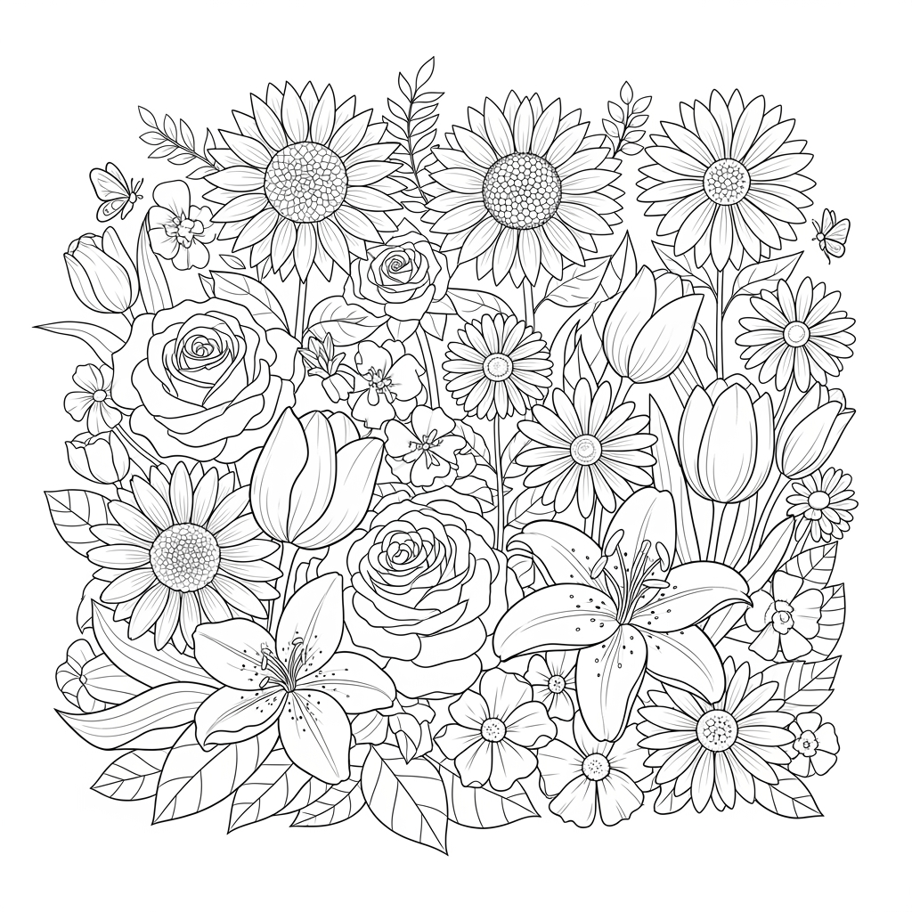 AI Design for i need a image of flowers to add in my colouring book