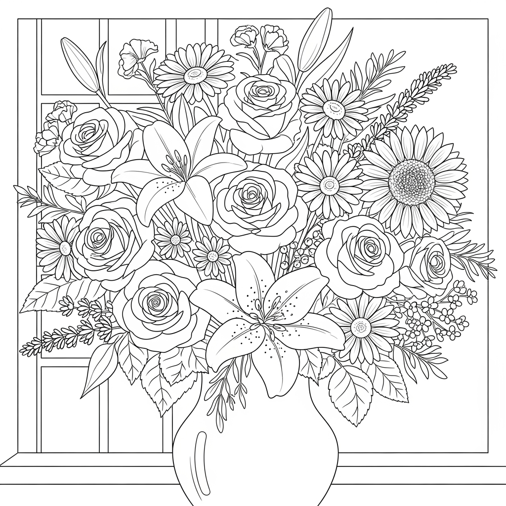 AI Design for i need a image of flowers to add in my colouring book