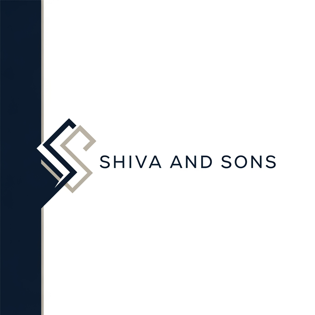 AI Design for A sophisticated and minimalist logo for a premium housekeeping and chemical named Shiva And Sons supply. The design features clean geometric lines and elegant typography, incorporating subtle, stylized to evoke a professional and trustworthy aesthetic and elegent.