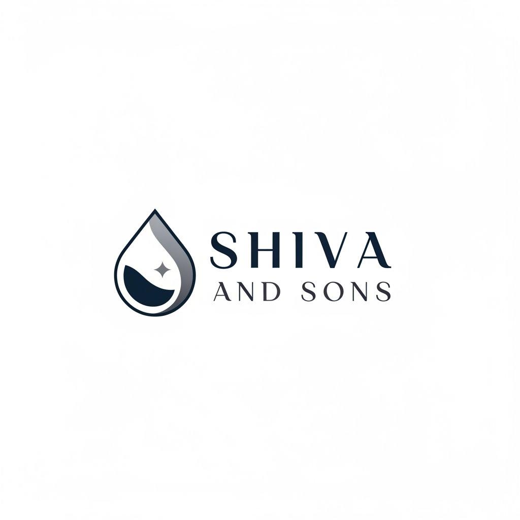 AI Design for A sophisticated and minimalist logo for a premium housekeeping and chemical named Shiva And Sons supply. The design features clean geometric lines and elegant typography, incorporating subtle, stylized to evoke a professional and trustworthy aesthetic and elegent.