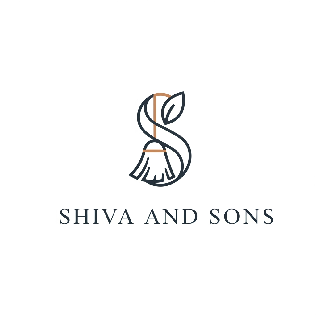 AI Design for A sophisticated and minimalist logo for a premium housekeeping and chemical named Shiva And Sons supply. The design features clean geometric lines and elegant typography, incorporating subtle, stylized to evoke a professional and trustworthy aesthetic and elegent.