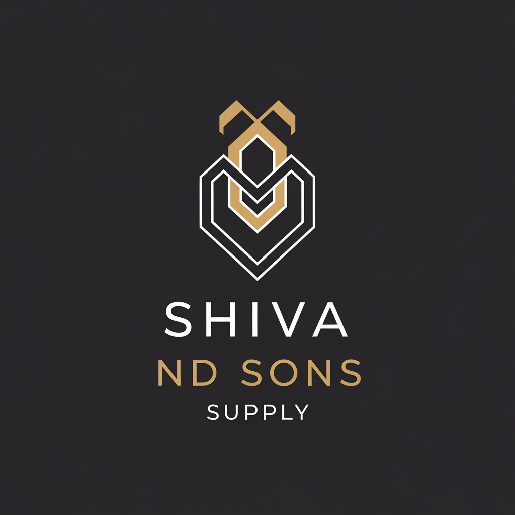 AI Design for A sophisticated and minimalist logo for a premium housekeeping and chemical named Shiva ND sonssupply. The design features clean geometric lines and elegant typography, incorporating subtle, stylized to evoke a professional and trustworthy aesthetic and elegent.