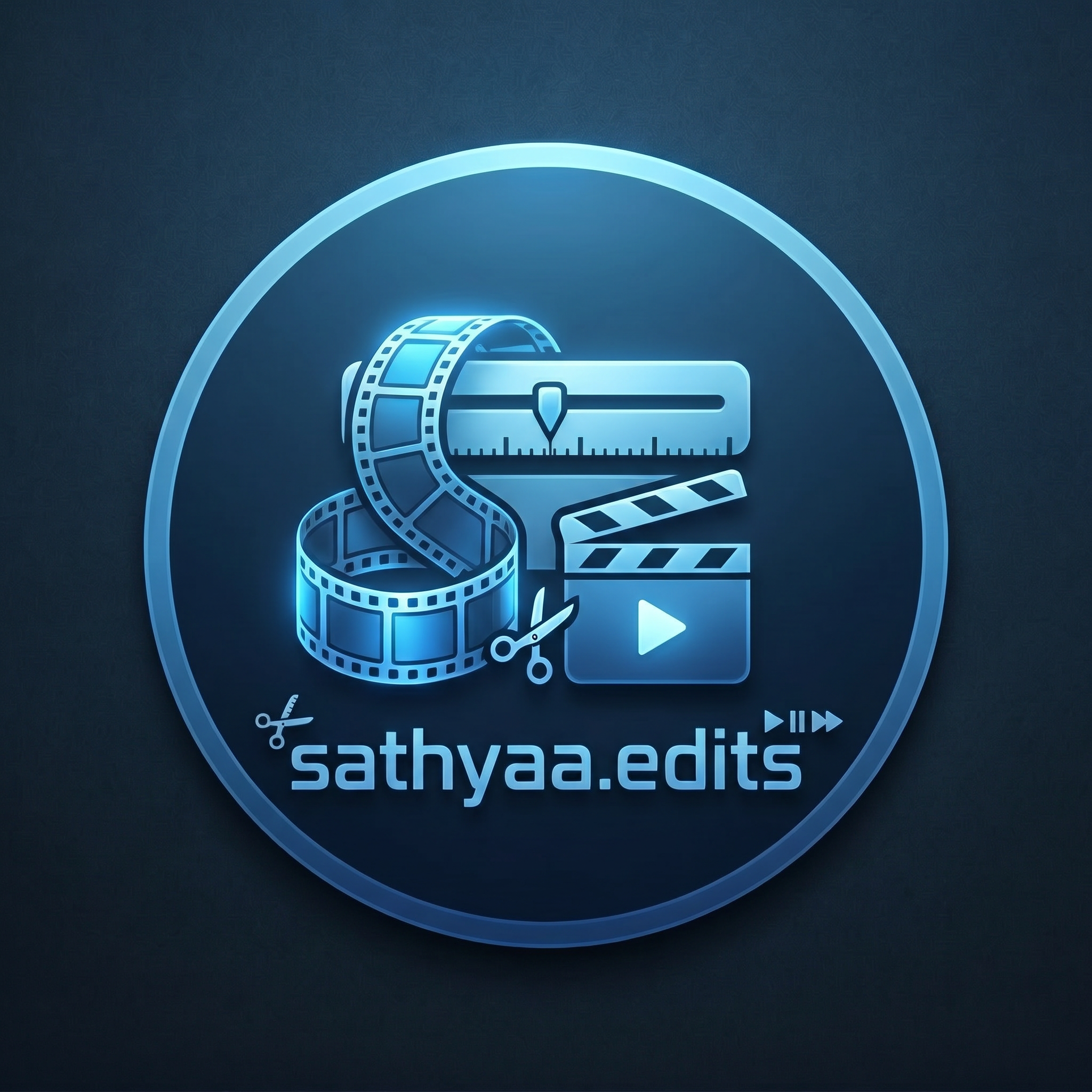 AI Design for create a logo for video editing page, the page name is sathyaa.edits , take the refernce of the image uploaded