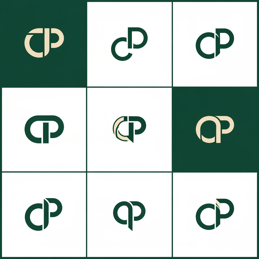AI Design for me falta un favicon para mi web personal que tambien podría poner en el header junto a mi nombre o sustituyendolo.  Puedes diseñarme 10 favicons que me sirvan como logo tambien para mi web? quiero que contenga una C y una P porque mi nombre es carlos padron. La web es mi portfolio como desarrollador full-stack por si te sirve de ayuda. Quiero que sean logos profesionales, elegantes y llamativos. con la paleta de colores verde bosque (#0d3c26) y crema/beige (#f4eee3). Se original. Busca inspiración en internet y en los logos de grandes marcas y sorprendeme con 10 diseños únicos.