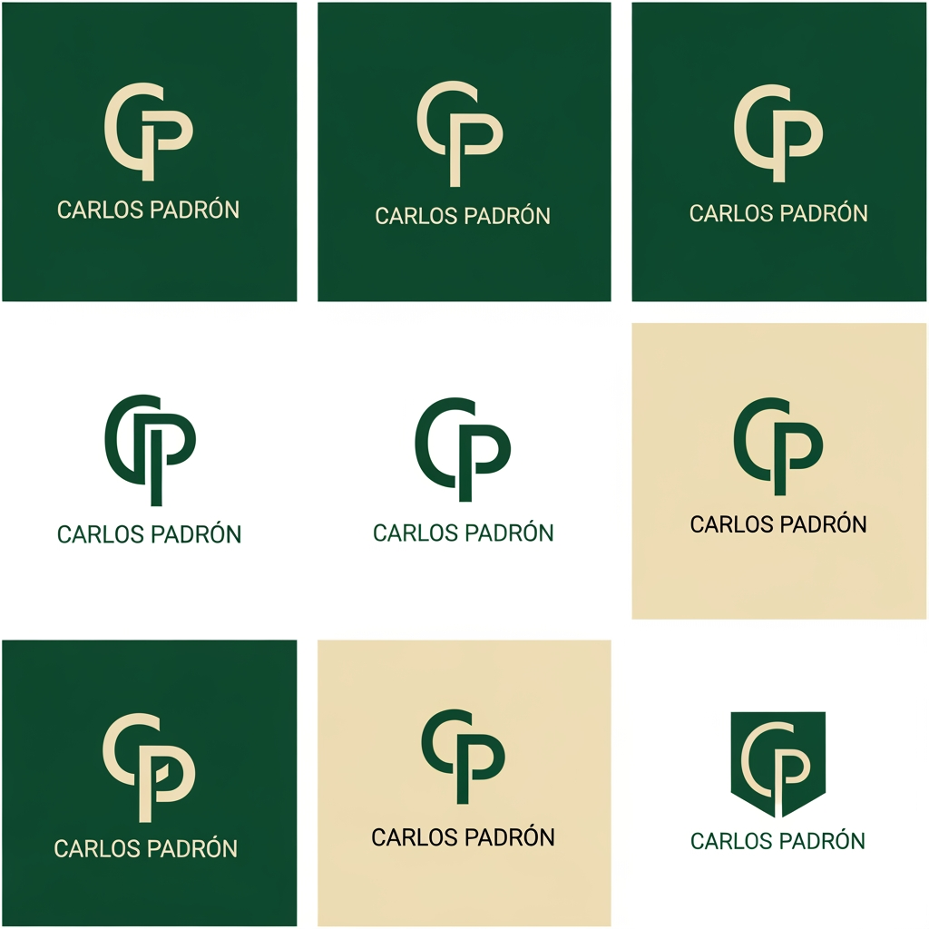 AI Design for me falta un favicon para mi web personal que tambien podría poner en el header junto a mi nombre o sustituyendolo.  Puedes diseñarme 10 favicons que me sirvan como logo tambien para mi web? quiero que contenga una C y una P porque mi nombre es carlos padron. La web es mi portfolio como desarrollador full-stack por si te sirve de ayuda. Quiero que sean logos profesionales, elegantes y llamativos. con la paleta de colores verde bosque (#0d3c26) y crema/beige (#f4eee3). Se original. Busca inspiración en internet y en los logos de grandes marcas y sorprendeme con 10 diseños únicos.