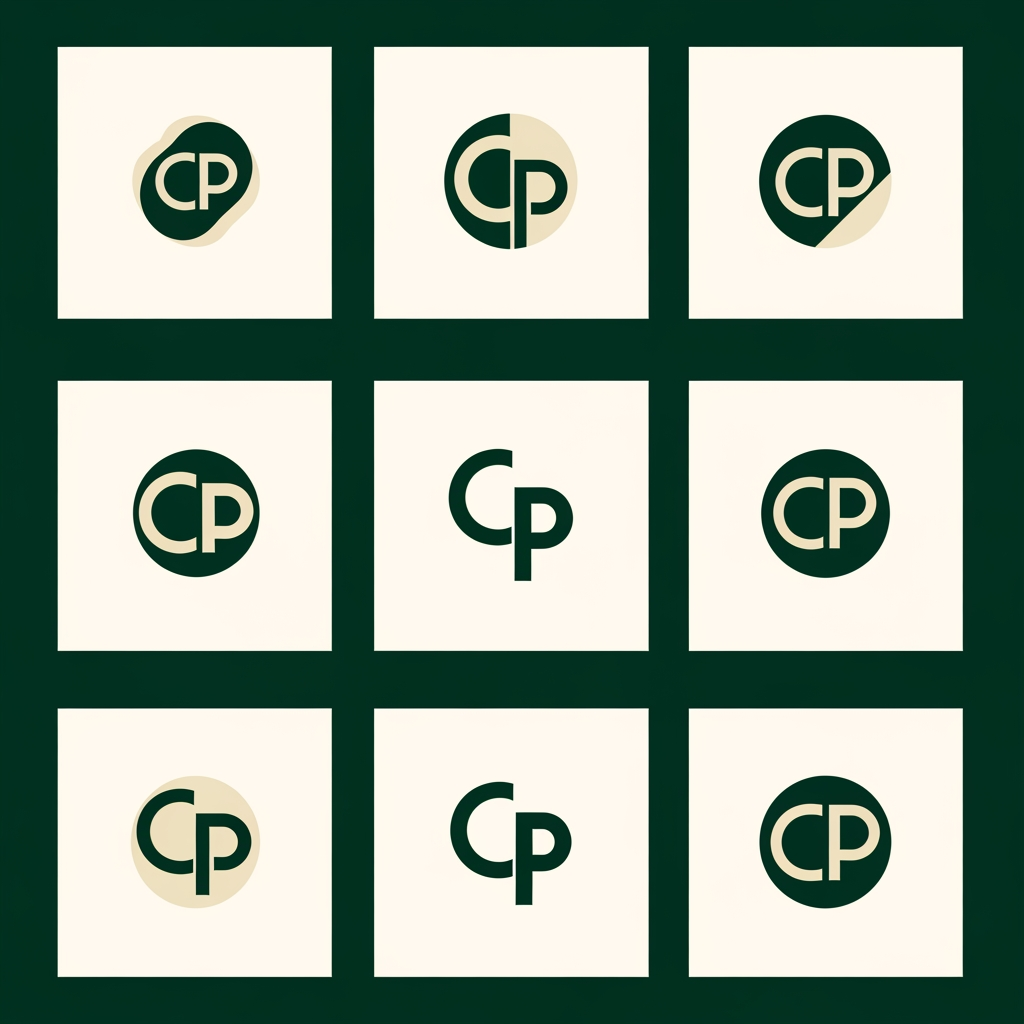 AI Design for me falta un favicon para mi web personal que tambien podría poner en el header junto a mi nombre o sustituyendolo.  Puedes diseñarme 10 favicons que me sirvan como logo tambien para mi web? quiero que contenga una C y una P porque mi nombre es carlos padron. La web es mi portfolio como desarrollador full-stack por si te sirve de ayuda. Quiero que sean logos profesionales, elegantes y llamativos. con la paleta de colores verde bosque (#0d3c26) y crema/beige (#f4eee3). Se original. Busca inspiración en internet y en los logos de grandes marcas y sorprendeme con 10 diseños únicos.
