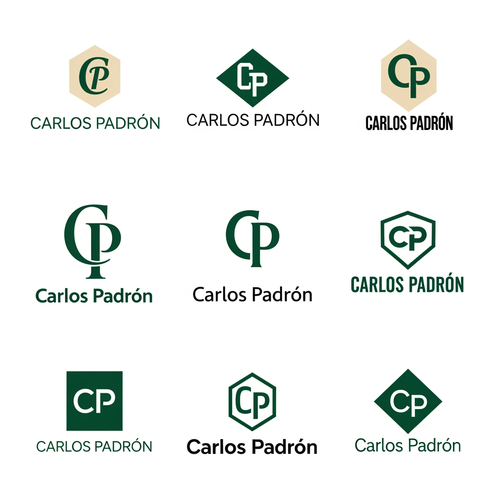 AI Design for me falta un favicon para mi web personal que tambien podría poner en el header junto a mi nombre o sustituyendolo.  Puedes diseñarme 10 favicons que me sirvan como logo tambien para mi web? quiero que contenga una C y una P porque mi nombre es carlos padron. La web es mi portfolio como desarrollador full-stack por si te sirve de ayuda. Quiero que sean logos profesionales, elegantes y llamativos. con la paleta de colores verde bosque (#0d3c26) y crema/beige (#f4eee3). Se original. Busca inspiración en internet y en los logos de grandes marcas y sorprendeme con 10 diseños únicos.
