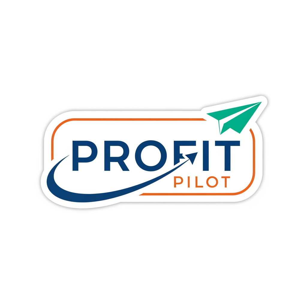 AI Design for give me some simple stylish logo in the name of profit pilot it is looking like stikers