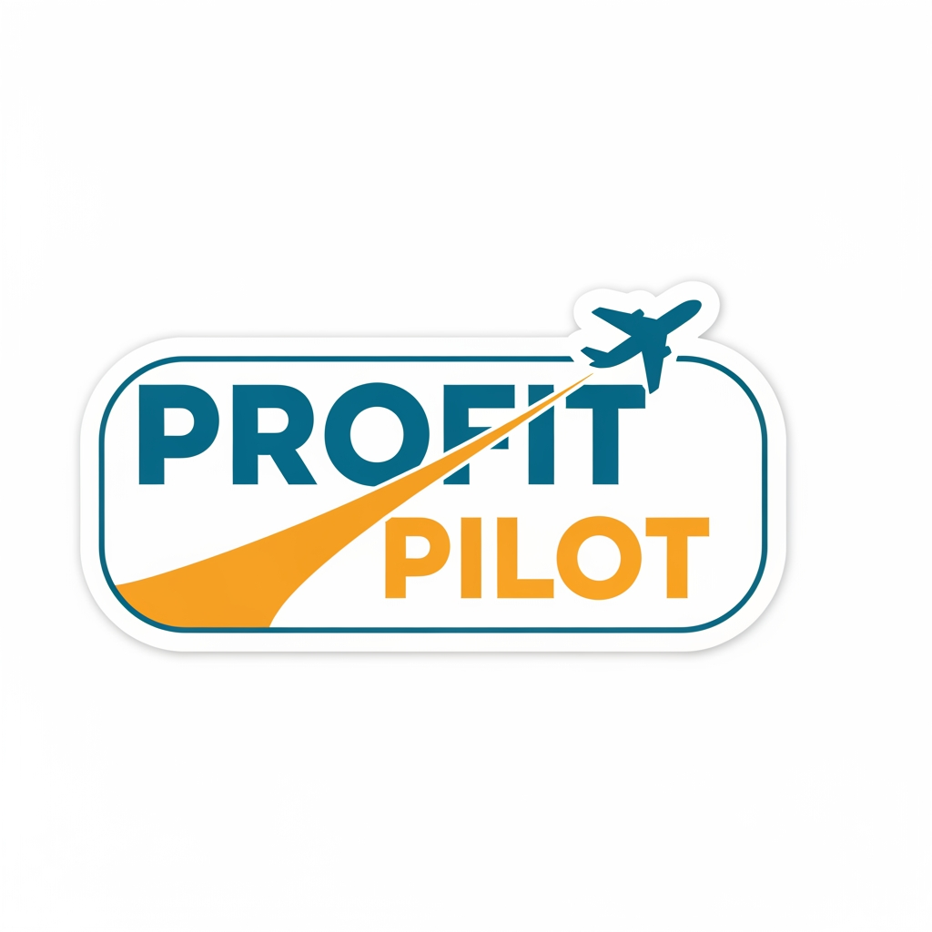 AI Design for give me some simple stylish logo in the name of profit pilot it is looking like stikers