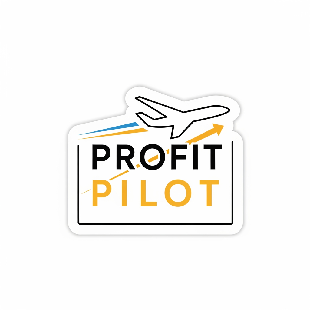 AI Design for give me some simple stylish logo in the name of profit pilot it is looking like stikers