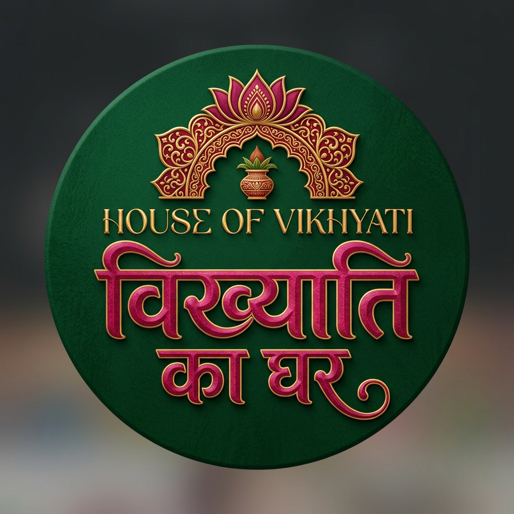 AI Design for hi, can u make logo for ''House of Vikhyati'' its a ethnic type.. keep it indian something meaningful. I want it to be ig logo. ive attached the logo refrence.