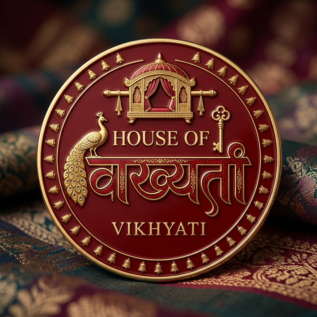 AI Design for hi, can u make logo for ''House of Vikhyati'' its a ethnic type.. keep it indian something meaningful. I want it to be ig logo. ive attached the logo refrence. can u make it different? actuallly i cant copy refrence so something else not this,... can u use red to