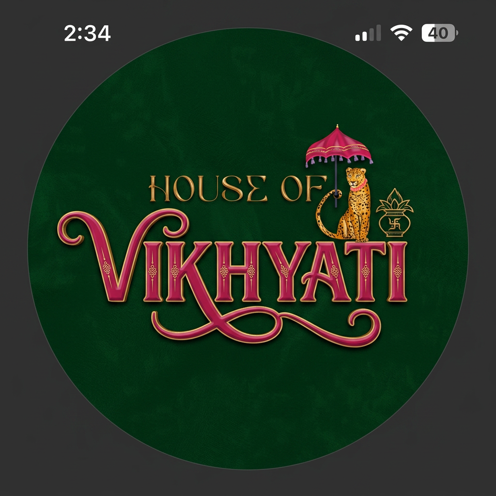 AI Design for hi, can u make logo for ''House of Vikhyati'' its a ethnic type.. keep it indian something meaningful. I want it to be ig logo. ive attached the logo refrence.