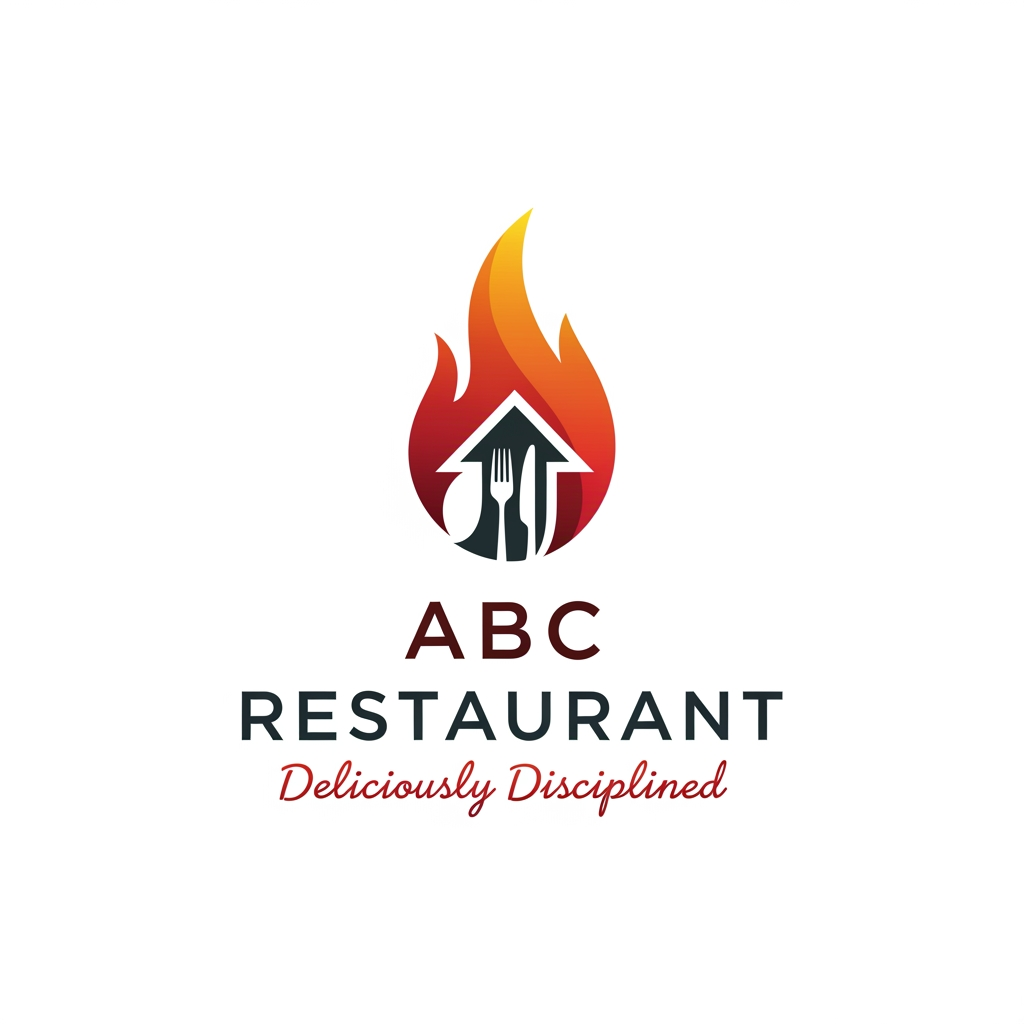 AI Design for Create a logo for a restaurant named abc which displays hunger for customers through their delicious menus . Should be an disciplined one