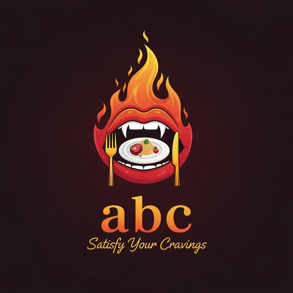 AI Design for Create a logo for a restaurant named abc which displays hunger for customers through their delicious menus .