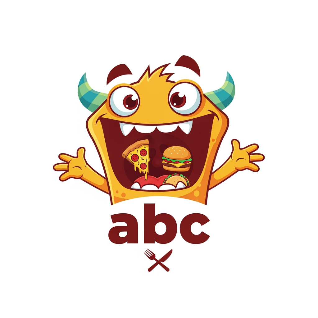 AI Design for Create a logo for a restaurant named abc which displays hunger for customers through their delicious menus .