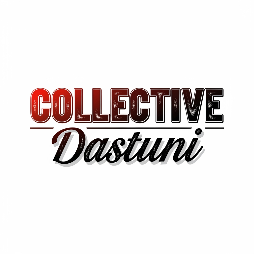 AI Design for creami un logo adatto per abiti,borse ecc... con scritto COLLECTIVE DAstuni di colore rosso sfumato nel nero con una tipologia di carattere particolare