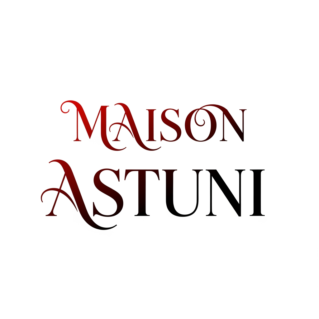 AI Design for creami un logo adatto per abiti,borse ecc... con scritto Maison Astuni di colore rosso sfumato nel nero con una tipologia di carattere particolare