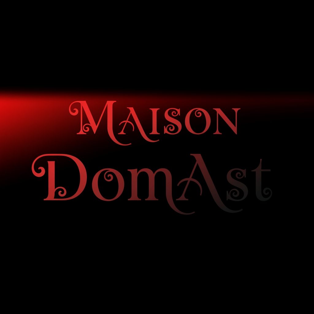 AI Design for creami un logo adatto per abiti,borse ecc... con scritto Maison DomAst di colore rosso sfumato nel nero con una tipologia di carattere particolare