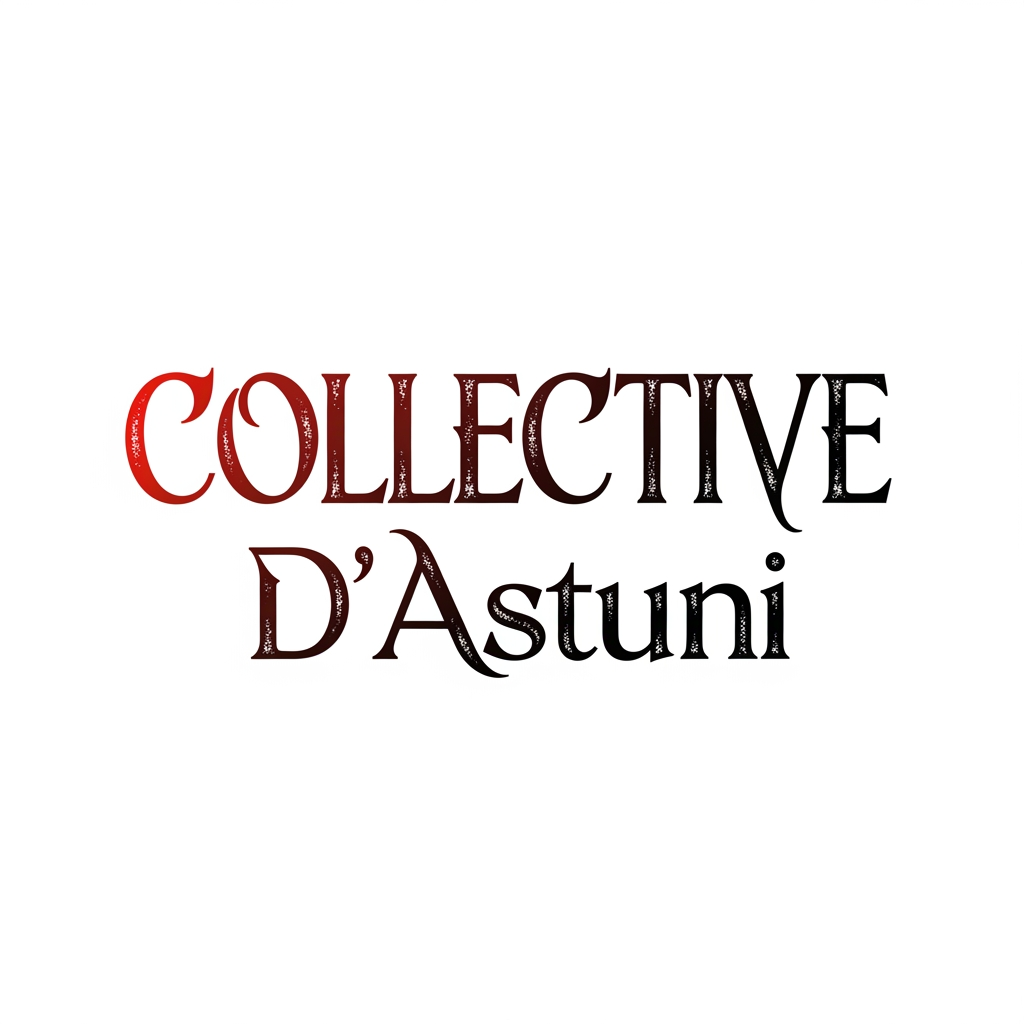 AI Design for creami un logo adatto per abiti,borse ecc... con scritto COLLECTIVE DAstuni di colore rosso sfumato nel nero con una tipologia di carattere particolare