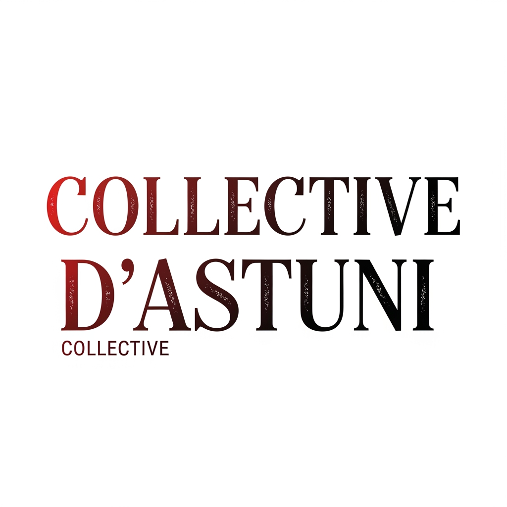 AI Design for creami un logo adatto per abiti,borse ecc... con scritto COLLECTIVE DAstuni di colore rosso sfumato nel nero con una tipologia di carattere particolare