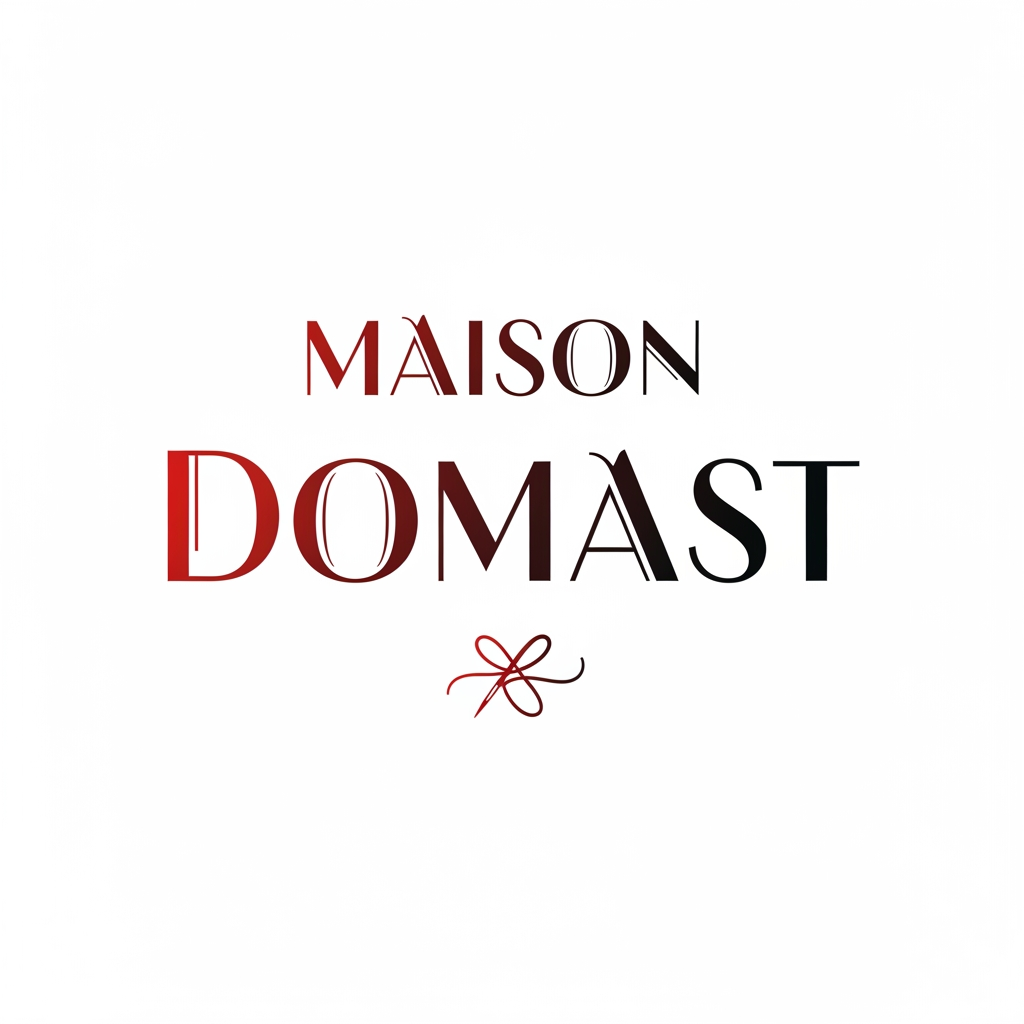 AI Design for creami un logo adatto per abiti,borse ecc... con scritto Maison DomAst di colore rosso sfumato nel nero con una tipologia di carattere particolare