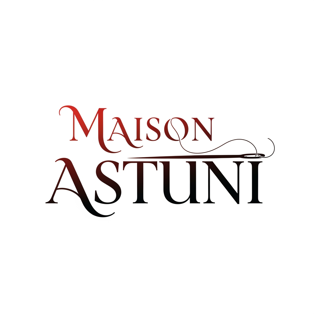 AI Design for creami un logo adatto per abiti,borse ecc... con scritto Maison Astuni di colore rosso sfumato nel nero con una tipologia di carattere particolare