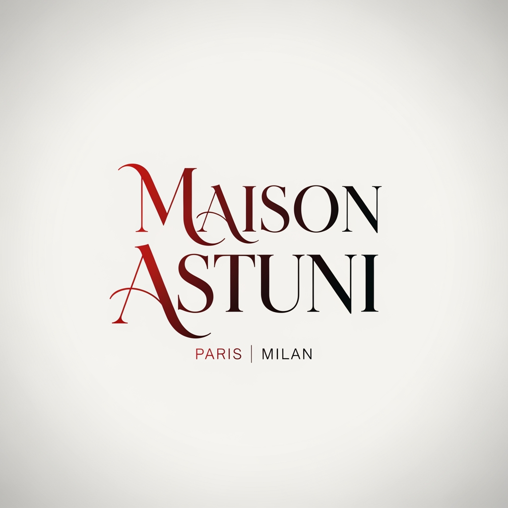AI Design for creami un logo adatto per abiti,borse ecc... con scritto Maison Astuni di colore rosso sfumato nel nero con una tipologia di carattere particolare