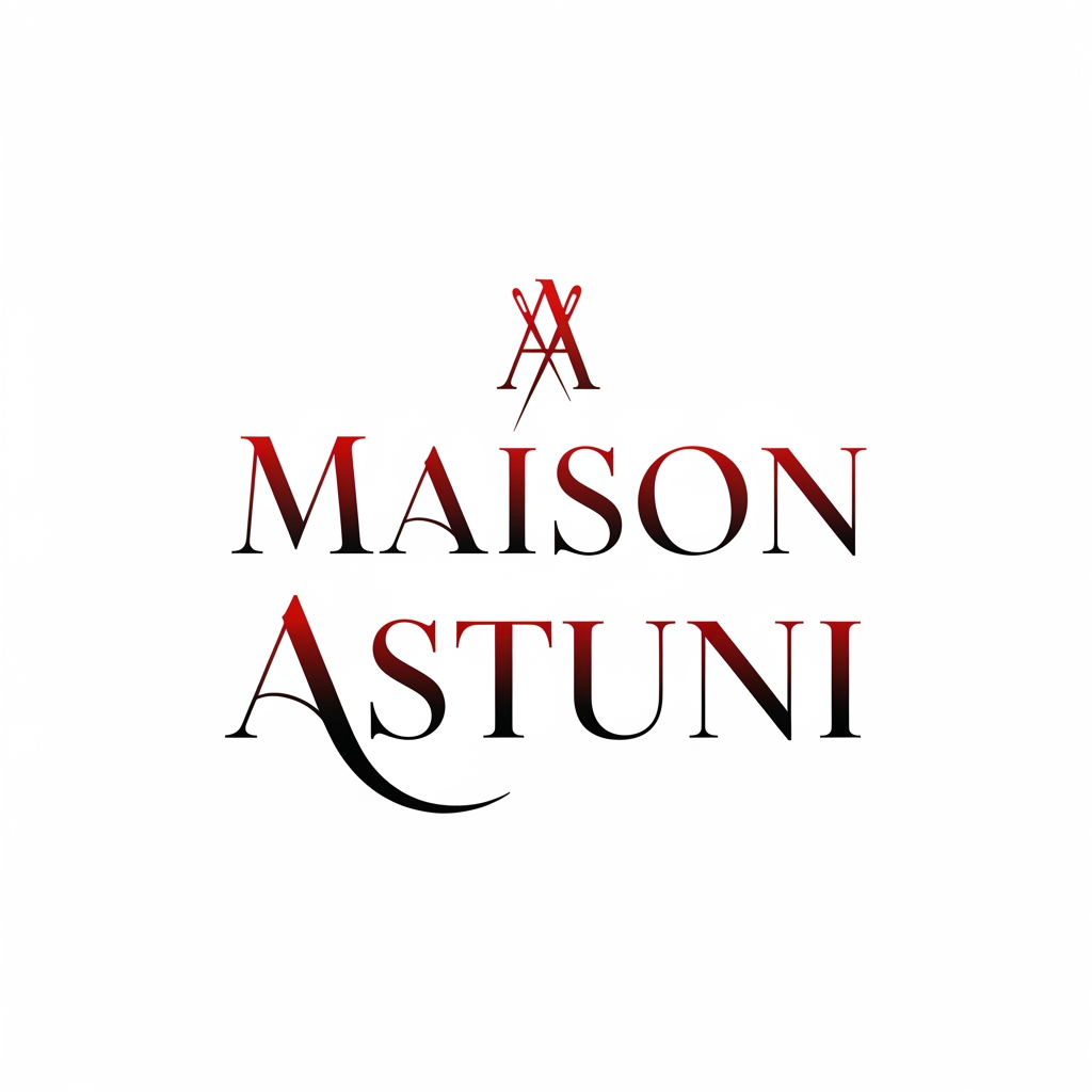 AI Design for creami un logo adatto per abiti,borse ecc... con scritto Maison Astuni di colore rosso sfumato nel nero con una tipologia di carattere particolare