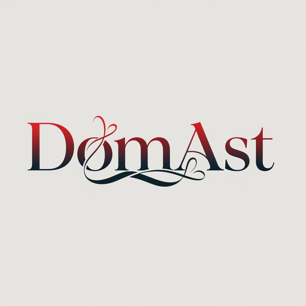 AI Design for creami un logo adatto per abiti,borse ecc... con scritto DomAst di colore rosso sfumato nel nero con una tipologia di carattere particolare
