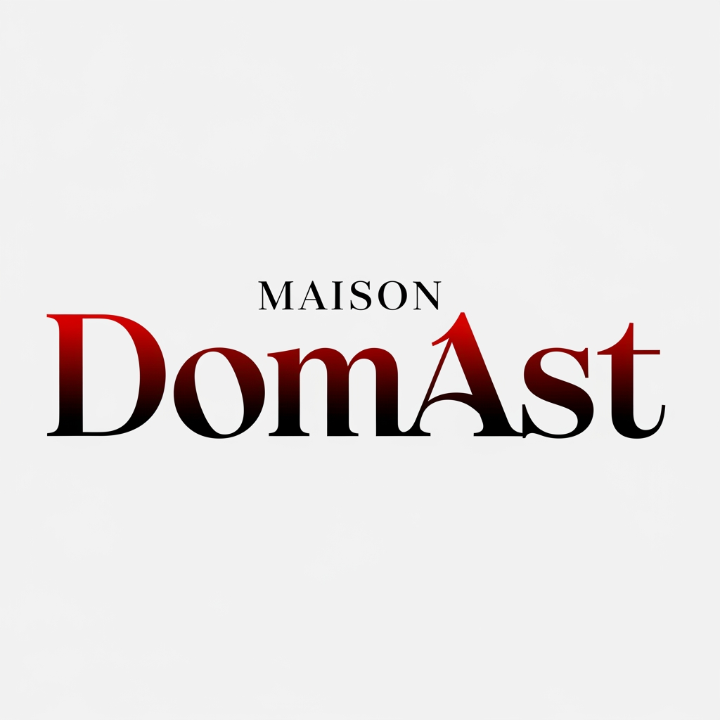 AI Design for creami un logo adatto per abiti,borse ecc... con scritto Maison DomAst di colore rosso sfumato nel nero con una tipologia di carattere particolare