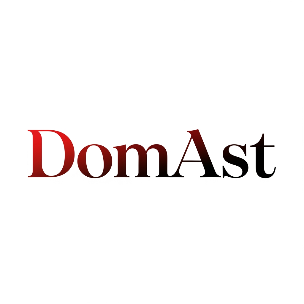 AI Design for creami un logo adatto per abiti,borse ecc... con scritto DomAst di colore rosso sfumato nel nero con una tipologia di carattere particolare