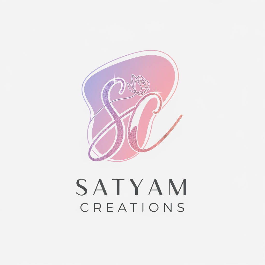 AI Design for want a attractive yet elegant and soft look logo for my clothing business as we are dealing in unstiched suits and our brand name is satyam creations. make like initials, attractive trendy colourful aesthetic