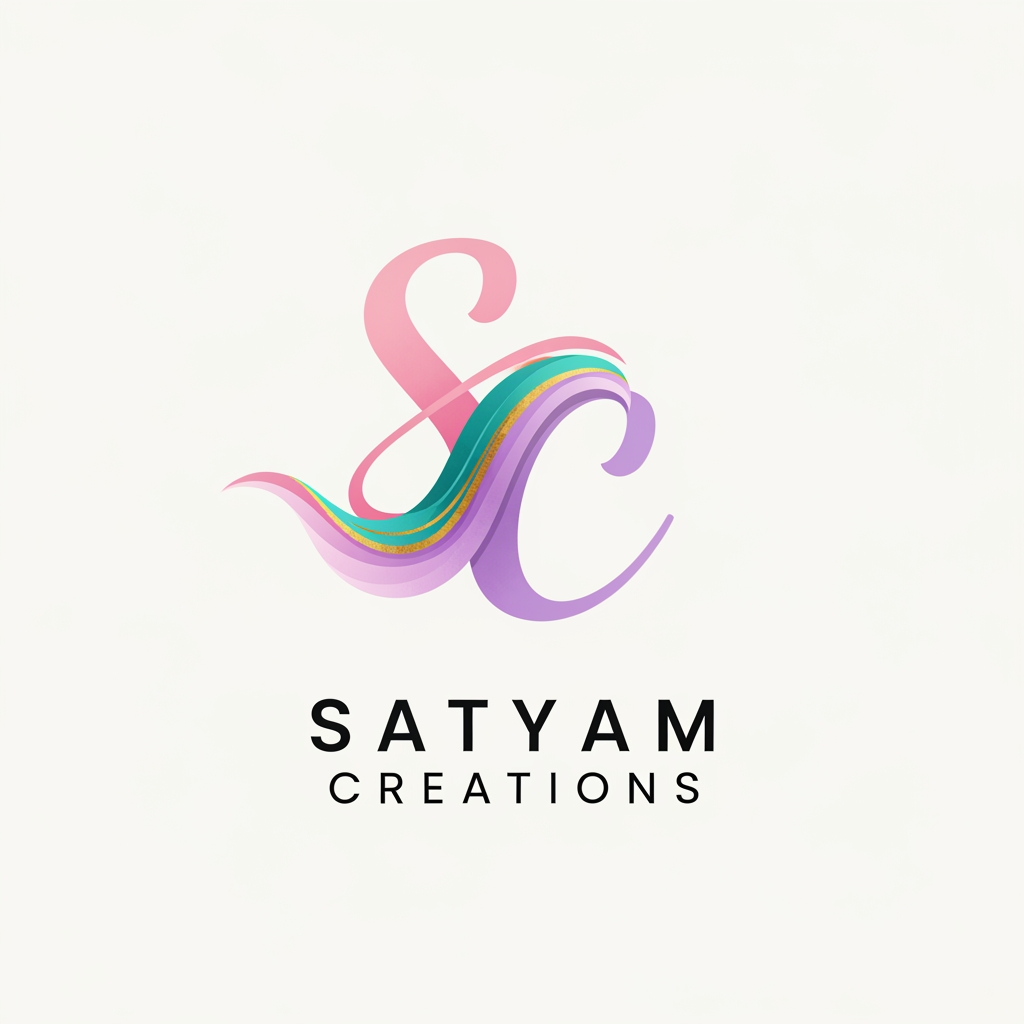 AI Design for want a attractive yet elegant and soft look logo for my clothing business as we are dealing in unstiched suits and our brand name is satyam creations. make like initials, attractive trendy colourful aesthetic