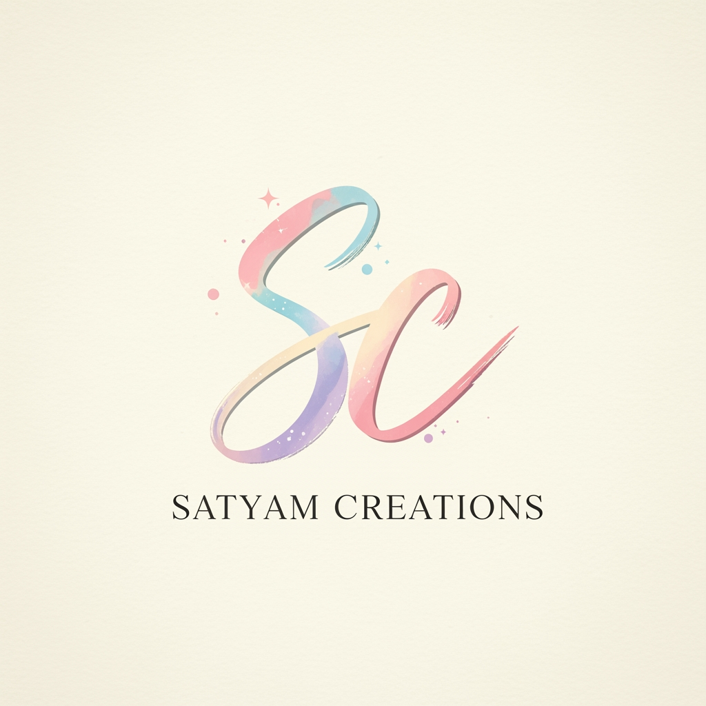 AI Design for want a attractive yet elegant and soft look logo for my clothing business as we are dealing in unstiched suits and our brand name is satyam creations. make like initials, attractive trendy colourful aesthetic