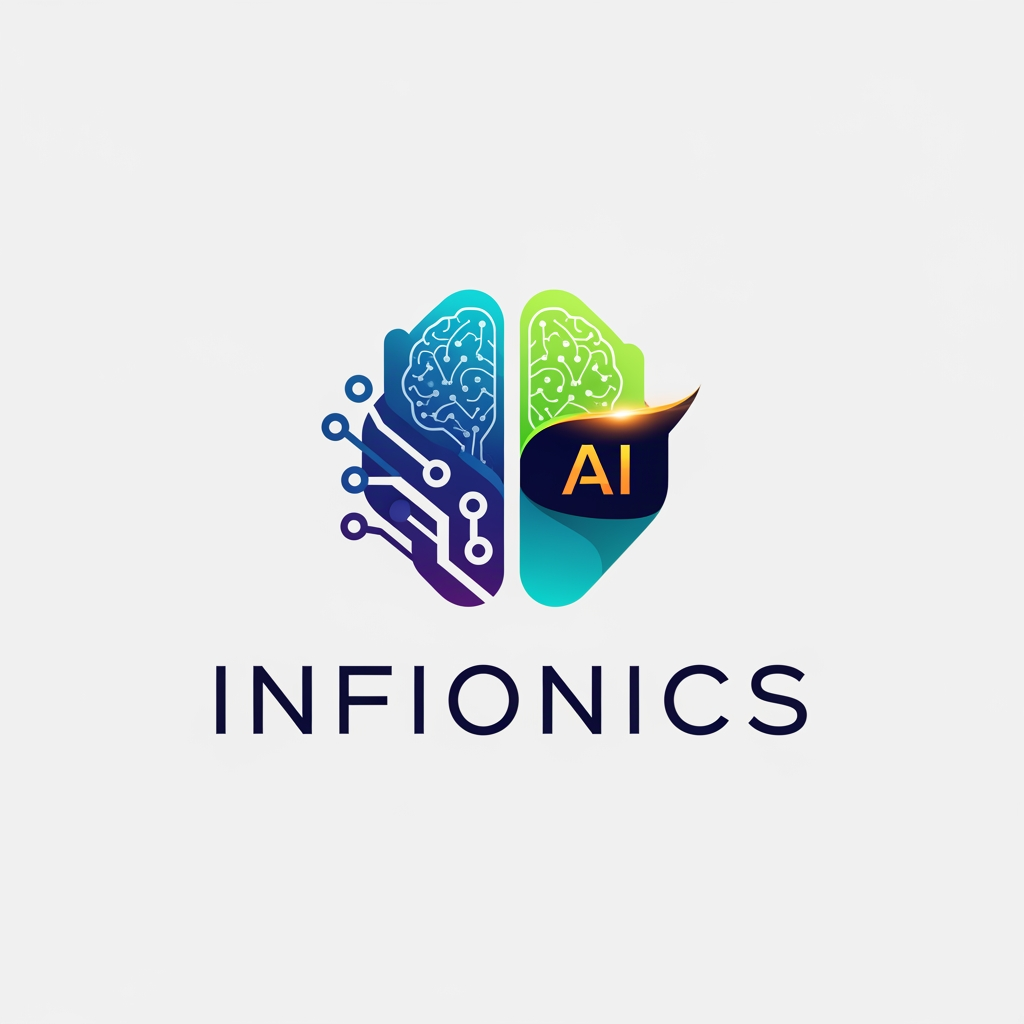 AI Design for please design me a logo for my company named "INFIONICS" which is a digital agency, where we provide marketing solutions along with AI services