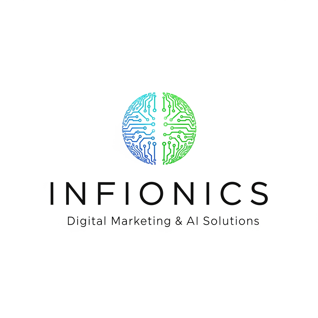 AI Design for please design me a logo for my company named "INFIONICS" which is a digital agency, where we provide marketing solutions along with AI services