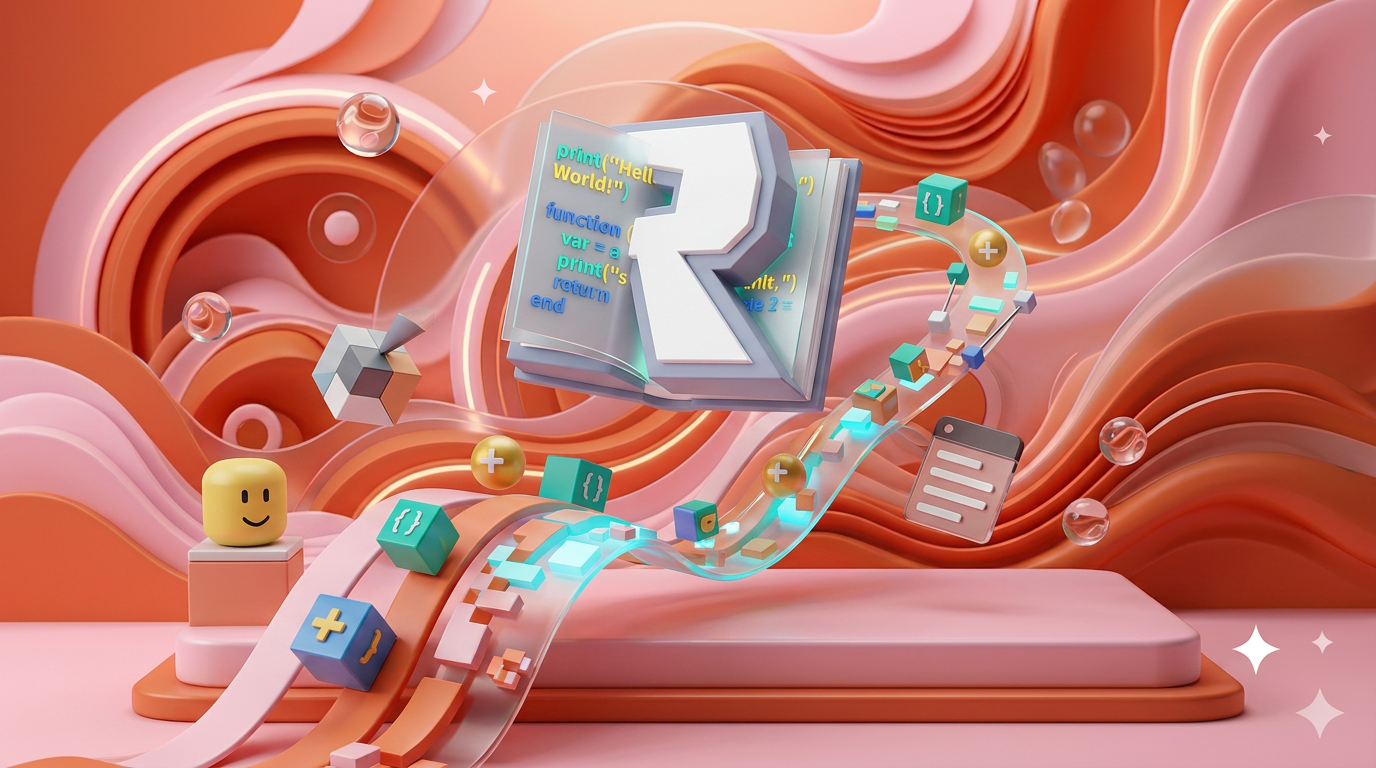 AI Design for Сгенерируй заставку для курса "Roblox Studio. Основы разработки на Lua".
Заставка 3д, без названия, с 3д графическими элементами. по теме курса.
Заставка должна быть динамичной с 3д логотипом
Картинку используй как референс но нарисуй ПОЛНОСТЬЮ новую заставку. Сделай ее в цветах с референса (именно фон)
Измени ПОЛНОСТЬЮ визуал, а не просто логотип
Не перегружай картинку. Не добавляй лишнего визуального шума