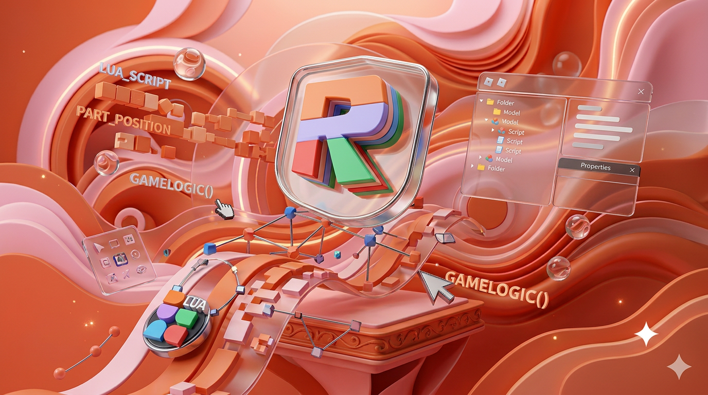 AI Design for Сгенерируй заставку для курса "Roblox Studio. Основы разработки на Lua".
Заставка 3д, без названия, с 3д графическими элементами. по теме курса.
Заставка должна быть динамичной с 3д логотипом
Картинку используй как референс но нарисуй ПОЛНОСТЬЮ новую заставку. Сделай ее в цветах с референса
Измени ПОЛНОСТЬЮ визуал, а не просто логотип
