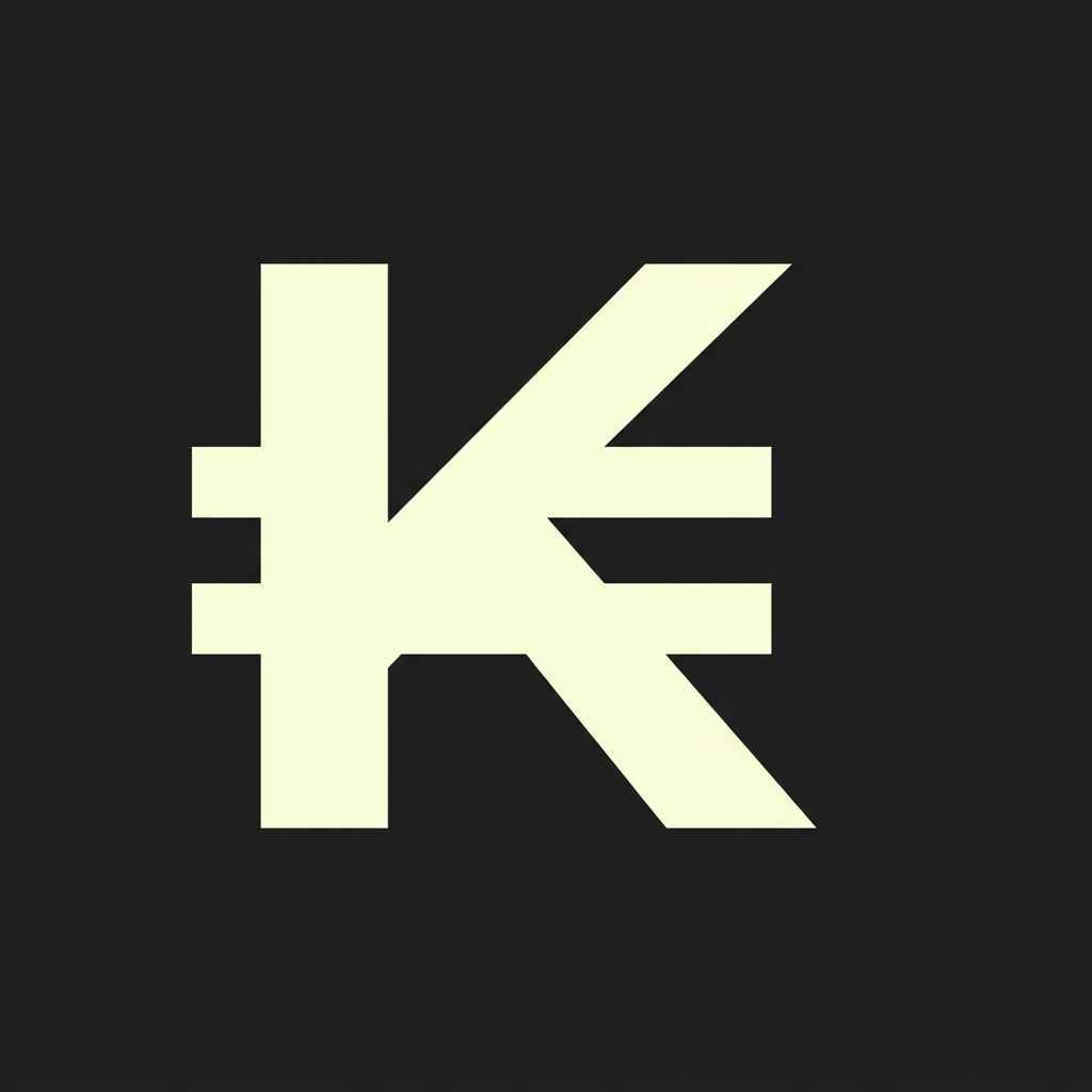 AI Design for надо придумать новый значок валюты для валюты KLiKоин для IT школы. значок должен быть простой, векторный. Не перегружен. на фото - фирменный шрифт. Сама стилистика школы - двухмерные, угловатые иконки. Значок должен быть похож на значок настоящей валюты