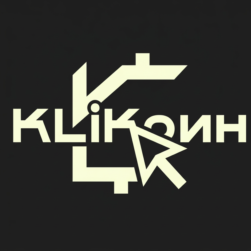 AI Design for надо придумать новый значок валюты для валюты KLiKоин для IT школы. значок должен быть простой, векторный. Не перегружен. на фото - фирменный шрифт. Сама стилистика школы - двухмерные, угловатые иконки. Значок должен быть похож на значок настоящей валюты. нужно, чтобы он отражал название и it направленность