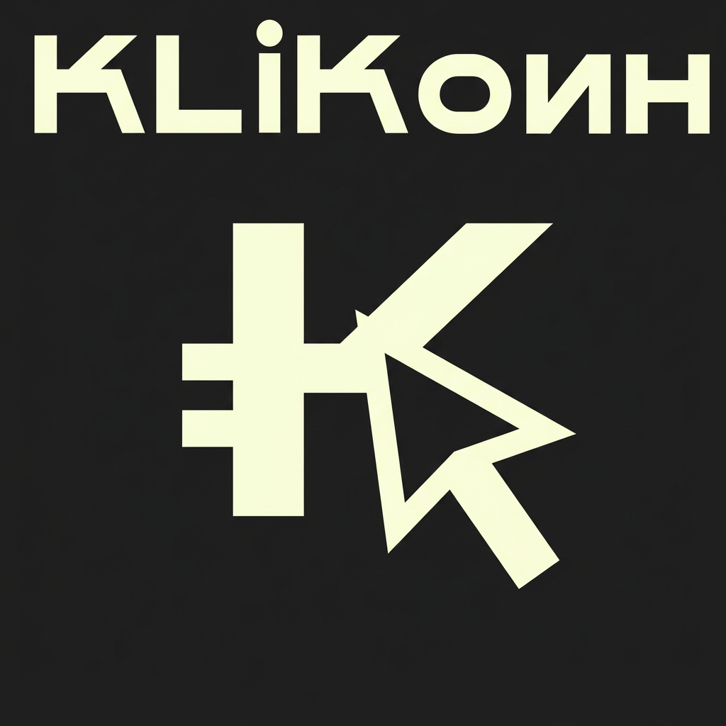 AI Design for надо придумать новый значок валюты для валюты KLiKоин для IT школы. значок должен быть простой, векторный. Не перегружен. на фото - фирменный шрифт. Сама стилистика школы - двухмерные, угловатые иконки. Значок должен быть похож на значок настоящей валюты. нужно, чтобы он отражал название и it направленность