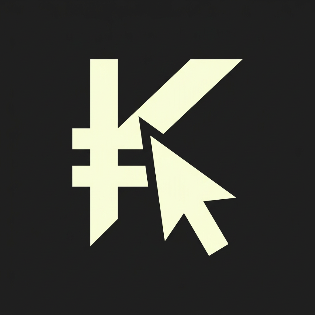 AI Design for надо придумать новый значок валюты для валюты KLiKоин для IT школы. значок должен быть простой, векторный. Не перегружен. на фото - фирменный шрифт. Сама стилистика школы - двухмерные, угловатые иконки. Значок должен быть похож на значок настоящей валюты. нужно, чтобы он отражал название и it направленность