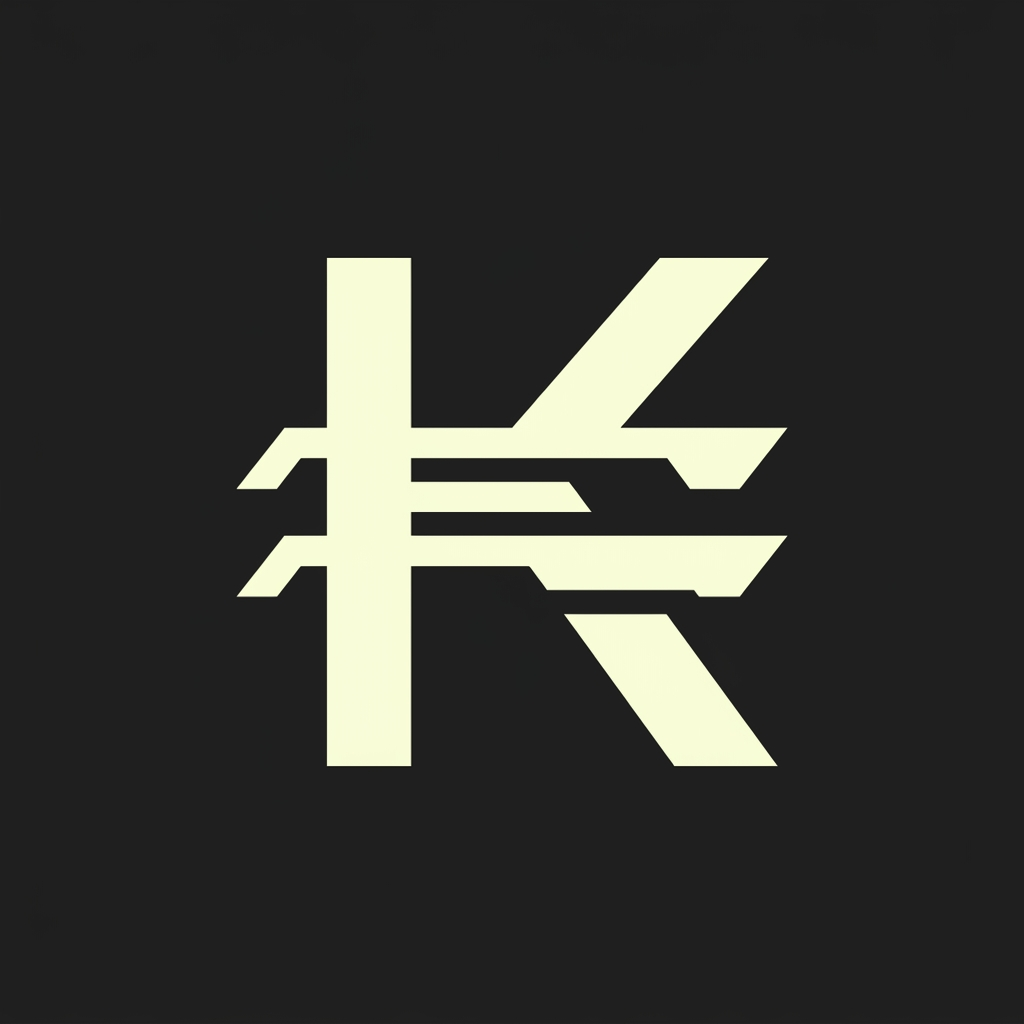 AI Design for надо придумать новый значок валюты для валюты KLiKоин для IT школы. значок должен быть простой, векторный. Не перегружен. на фото - фирменный шрифт. Сама стилистика школы - двухмерные, угловатые иконки. Значок должен быть похож на значок настоящей валюты. нужно, чтобы он отражал название и it направленность