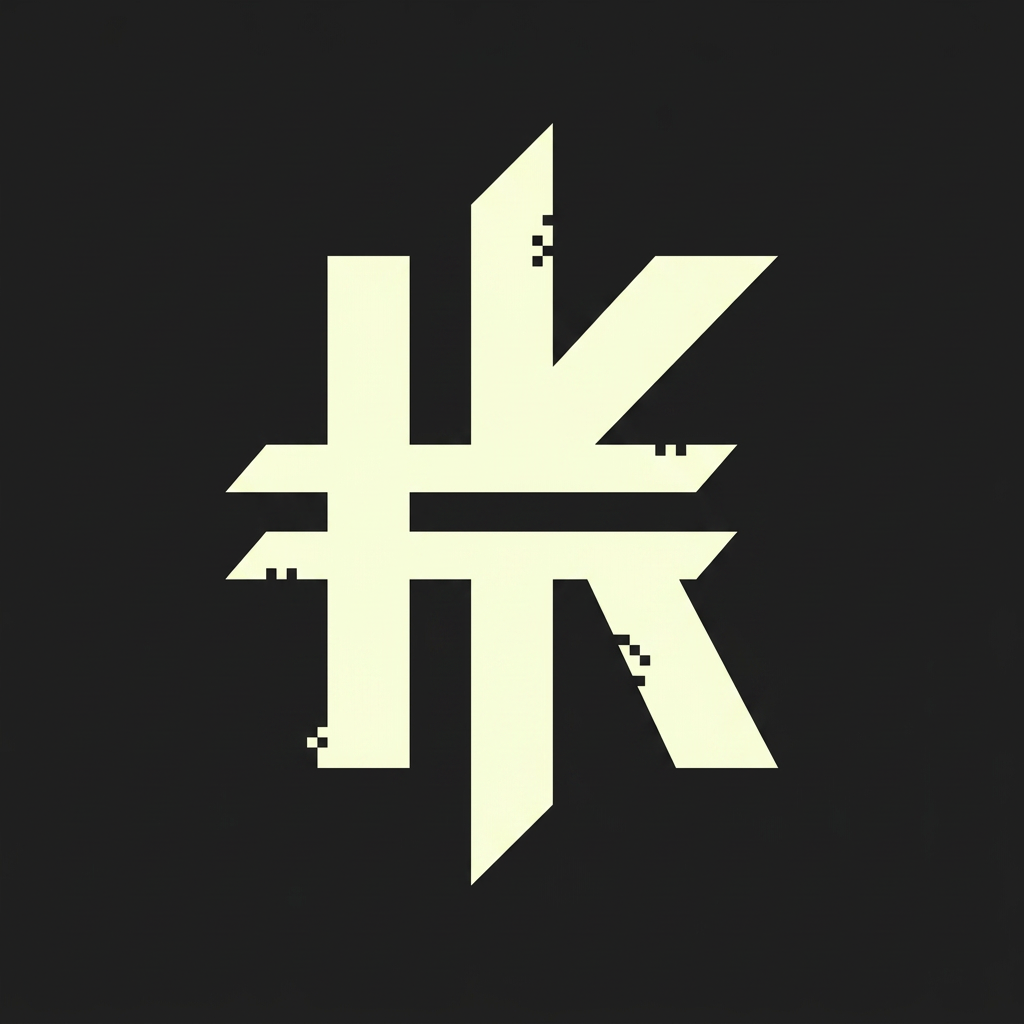 AI Design for надо придумать новый значок валюты для валюты KLiKоин для IT школы. значок должен быть простой, векторный. Не перегружен. на фото - фирменный шрифт. Сама стилистика школы - двухмерные, угловатые иконки. Значок должен быть похож на значок настоящей валюты. Можно сделать его в "кибер" стиле