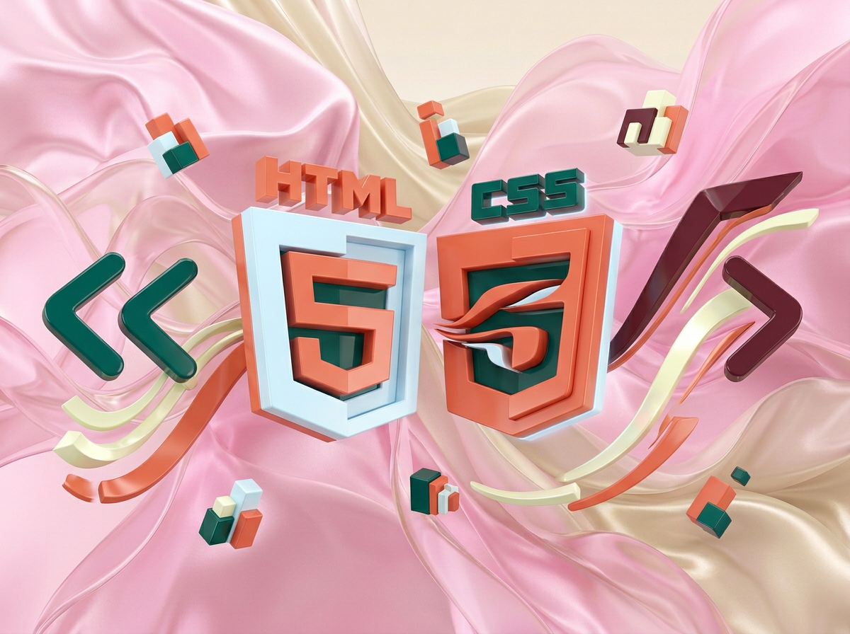 на этом фоне создай 3д фигурки на тему Frontend-база: HTML+CSS. Фон менять нельзя. Фигурки должны быть достаточно большими. Используй цвета EE6C4D 01524B D5F4FF FAFFDB 5D2334
сделай модельки динамичными. Не делай никаких надписей. Все фигурки в стиле 3д рендера
ПО центру должна быть основная моделька. ПО бокам фигурки для придания динамики.
По центру поставь 2 3д логотипа: HTML и Css (картинки 2 и 3)