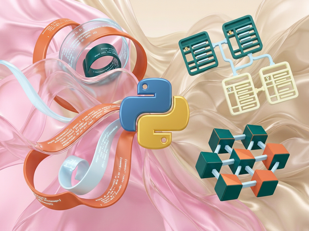 на этом фоне создай 3д фигурки на тему Backend-мастер: Python. Фон менять нельзя. Фигурки должны быть достаточно большими. Используй цвета EE6C4D 01524B D5F4FF FAFFDB
сделай модельки динамичными. Не делай никаких надписей. Все фигурки в стиле 3д рендера
ПО центру должна быть основная моделька. ПО бокам фигурки для придания динамики.
по центру логотип питона В ОРИГИНАЛЬНЫХ ЦВЕТАХ. по бокам - строки кода, бд